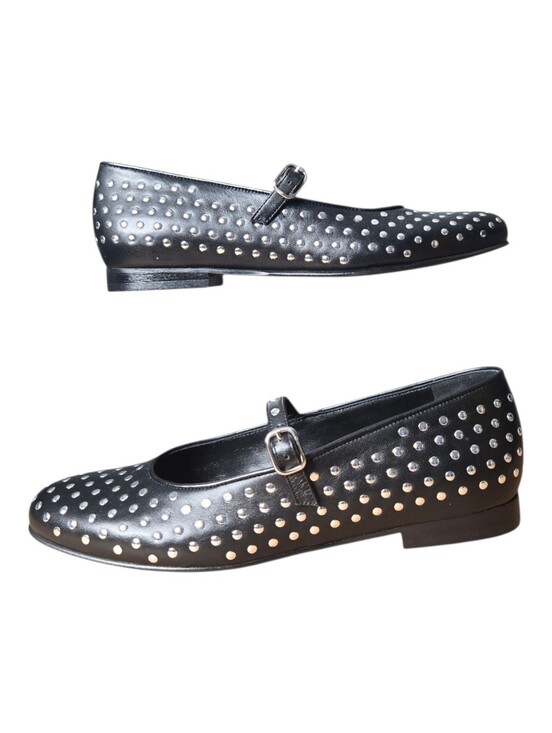 Alohas Womens Black Studded Calf Leather Lucien Ballet Flats Size 6.5